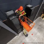 JLG ES1930M with integrated mid-rail deck working at height HVAC