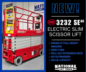 MEC 3232SE Electric Slim Scissor Lift for sale or rent from National Lift Truck in Chicago